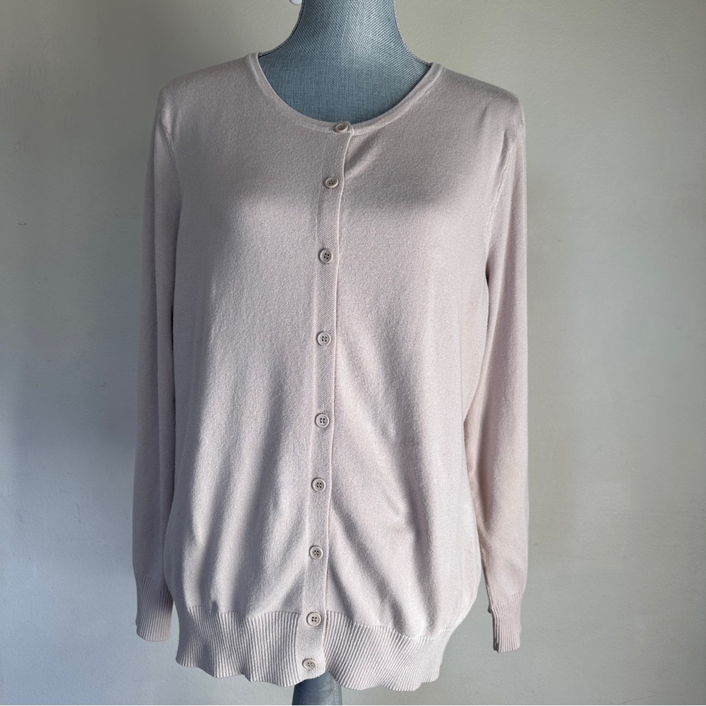 A. JESDANI Button Up Long Sleeve Cardigan Minimalist Plus Size‎ Women’s 2X Beige